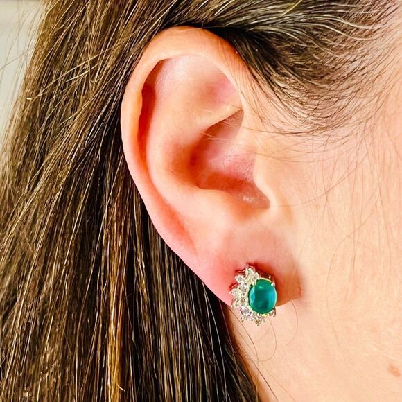 Natural Emerald Diamond Earrings 14k W Gold 2.77 TCW Certified $6,950 211898 - Picture 5 of 7